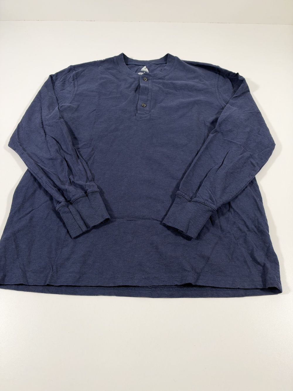 American Giant Henley Shirt Men's Large Blue Long Sleeve Cotton